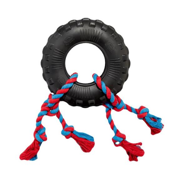 Leaps & Bounds Toss & Tug Tire Dual Rope Dog Toy, Medium - Picture 1 of 2